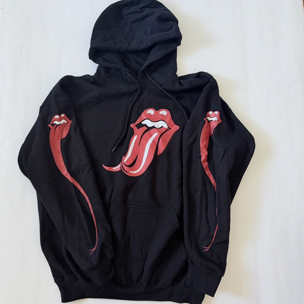 RARE Vtg 2005 The Rolling Stones Forked Snake Tongue Sleeve Graphic Hoodie XL